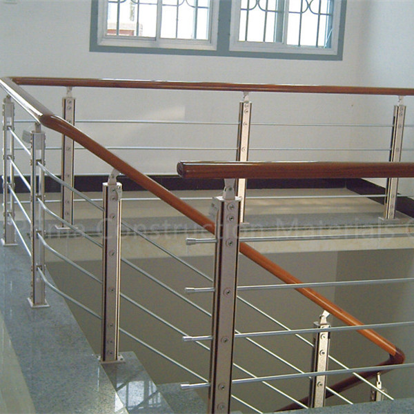 Steel Stair Balustrade with Stainless Steel Rod Railing Design