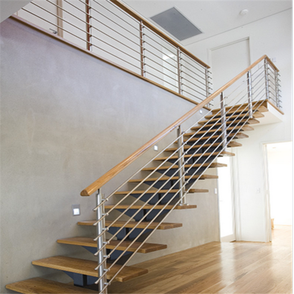 Steel Stair Balustrade with Stainless Steel Rod Railing Design