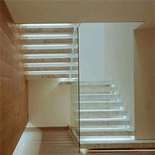 Modern Design Stainless Steel Standoff Balustrade Frameless Glass Railing Invisible Stringer Floating Staircase Prefabricated