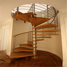 Provided Design Indoor Steel Centre Post Small Space Prefabricated Spiral Staircase With Solid Wood Treads
